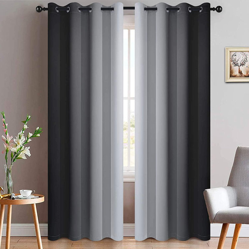 Orren Ellis Light Blocking Gradient Color Curtains Black Ombre Blackout